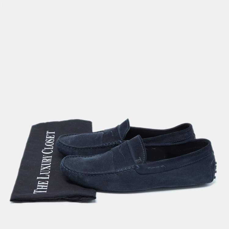 Pre Owned Tod's Navy Blue Nubuck Leather Gommini Loafers Size 41