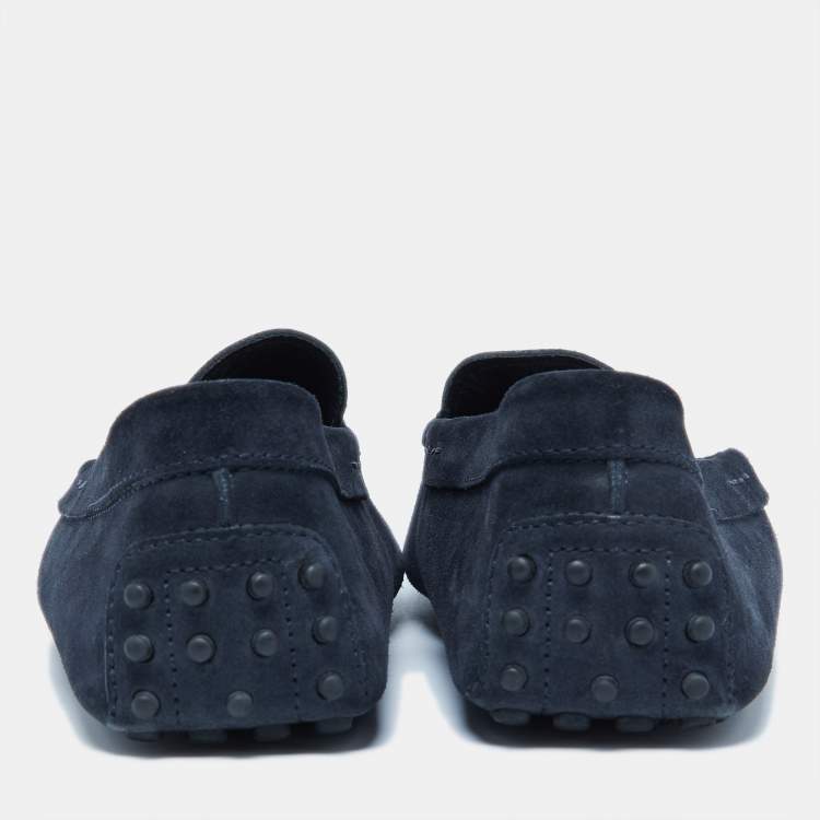 Pre Owned Tod's Navy Blue Nubuck Leather Gommini Loafers Size 41