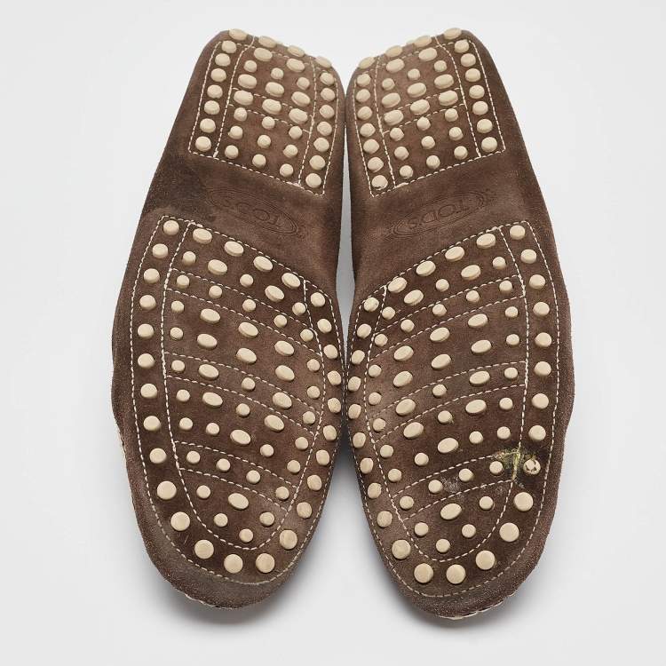 Pre Owned Tod's Brown Suede Gommino Loafers Size 43