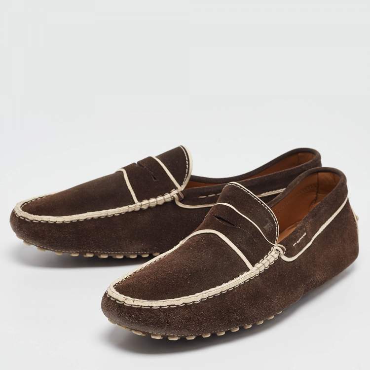Pre Owned Tod's Brown Suede Gommino Loafers Size 43
