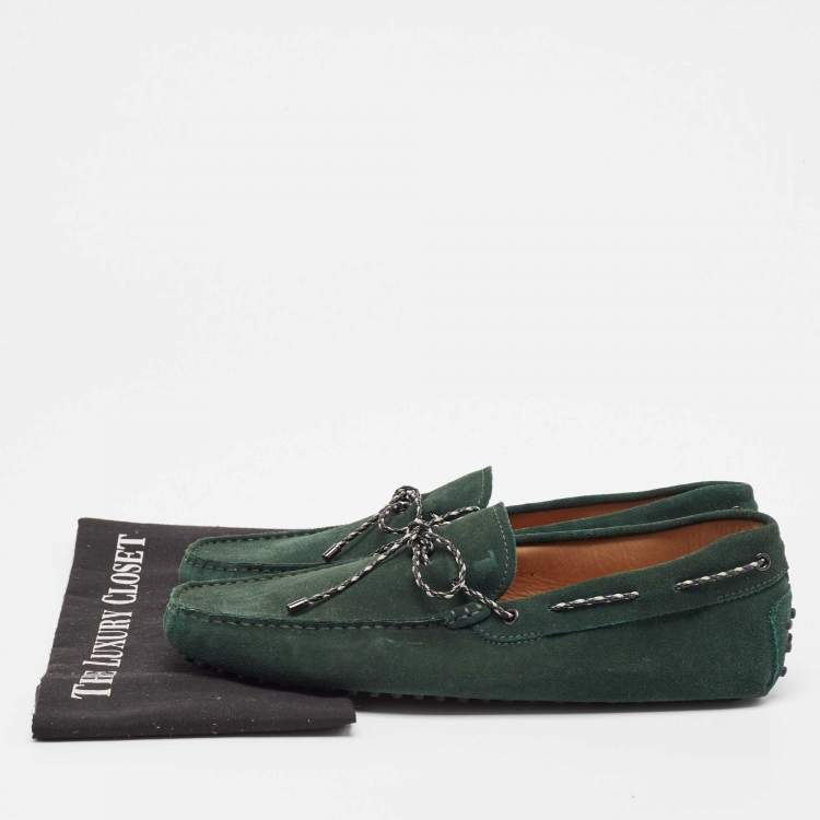 Pre Owned Tod's Green Suede Slip On Loafers Size 44
