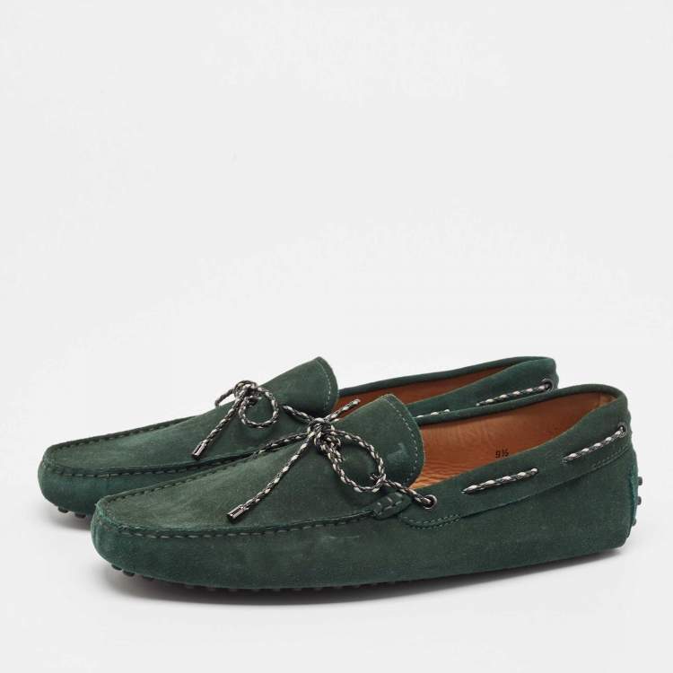 Pre Owned Tod's Green Suede Slip On Loafers Size 44