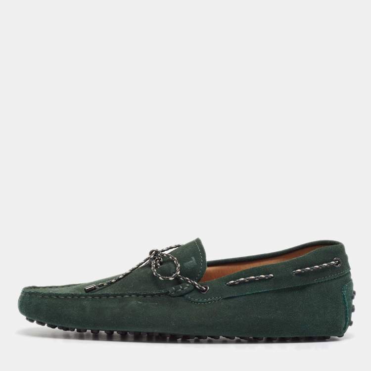 Pre Owned Tod's Green Suede Slip On Loafers Size 44