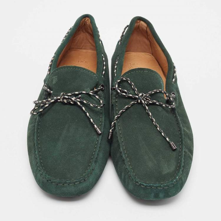 Pre Owned Tod's Green Suede Slip On Loafers Size 44