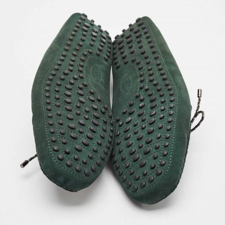 Pre Owned Tod's Green Suede Slip On Loafers Size 44