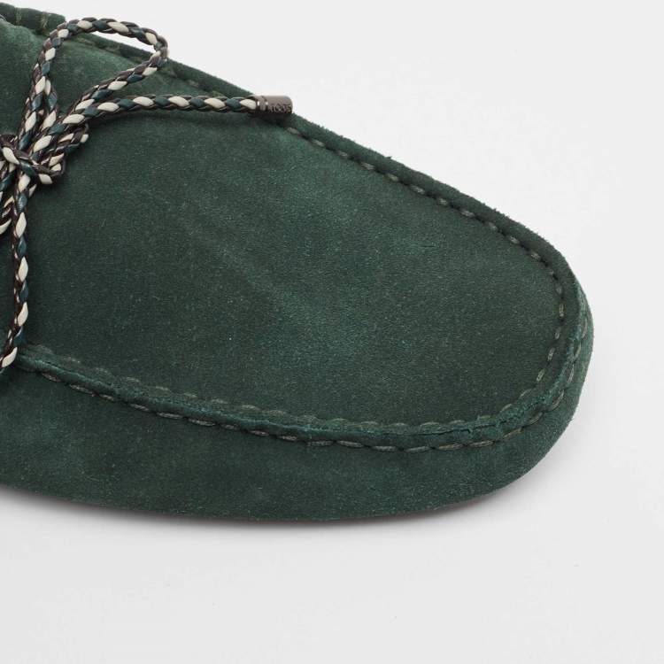 Pre Owned Tod's Green Suede Slip On Loafers Size 44