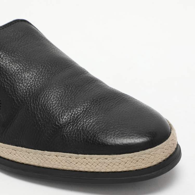 Pre Owned Tod's Black Leather Espadrille Loafers Size 41.5