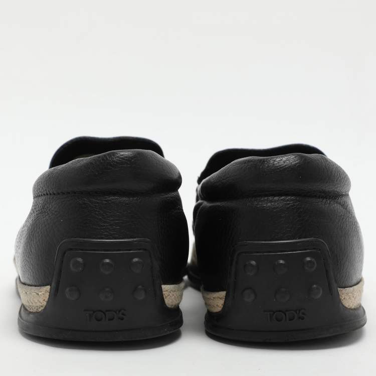 Pre Owned Tod's Black Leather Espadrille Loafers Size 41.5