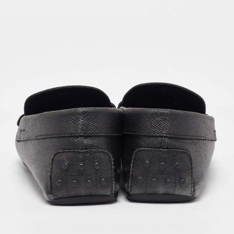 Pre Owned Tods Black Leather Slip On Loafers Size 41.5