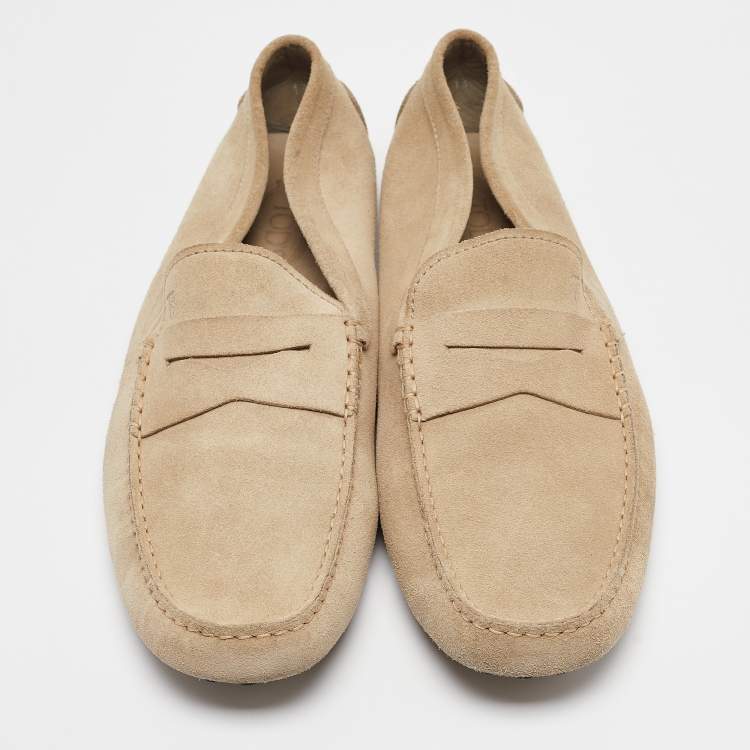 مملوكة مسبقًا Tod's Grey Suede Gommino Penny Loafers Size 48