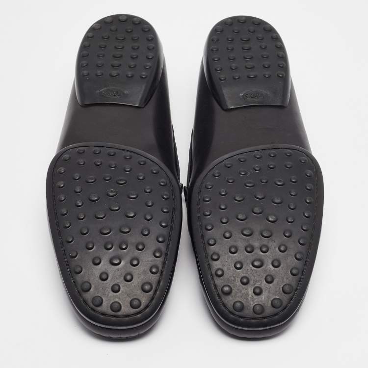 Pre Owned Tod's Black Leather Slip On Loafers Size 42.5