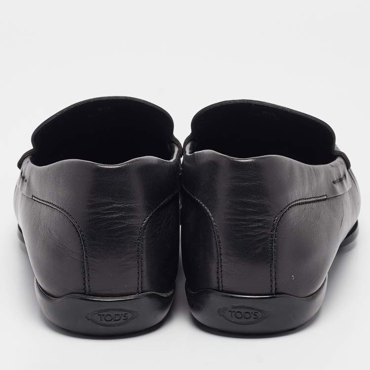 Pre Owned Tod's Black Leather Slip On Loafers Size 42.5