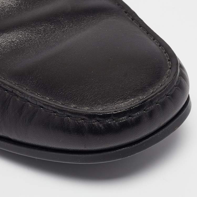 Pre Owned Tod's Black Leather Slip On Loafers Size 42.5