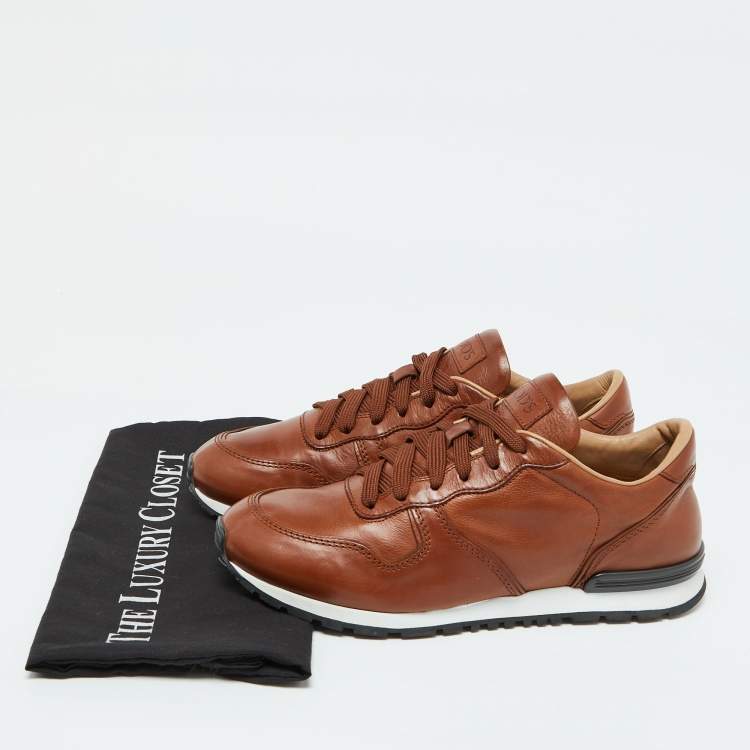 Pre Owned Tod's Brown Leather Lace Up Low Top Sneakers Size 40