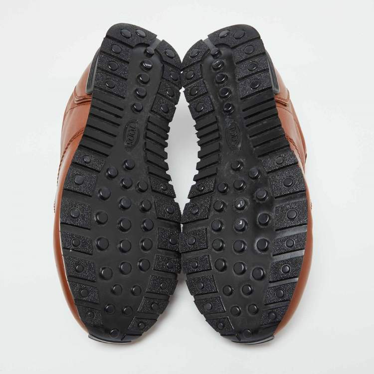 Pre Owned Tod's Brown Leather Lace Up Low Top Sneakers Size 40