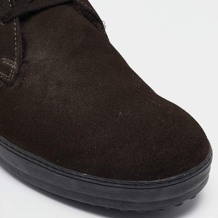 Pre Owned Tod's Brown Suede Lace Up Ankle Length Boots Size 41.5