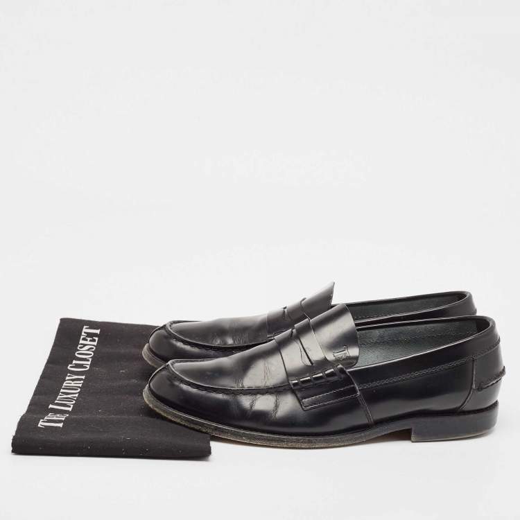 Pre Owned Tod's Black Leather Penny Loafers Size 41