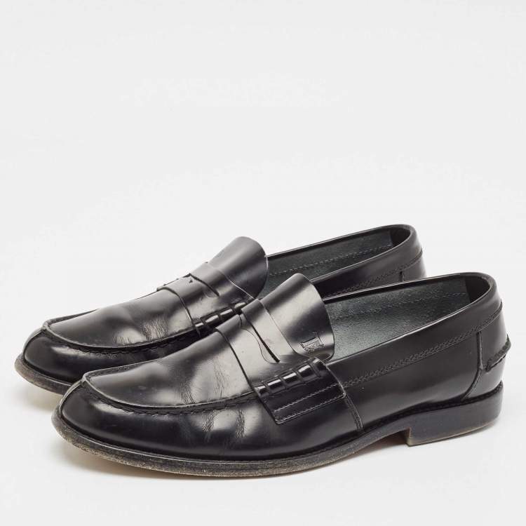 Pre Owned Tod's Black Leather Penny Loafers Size 41