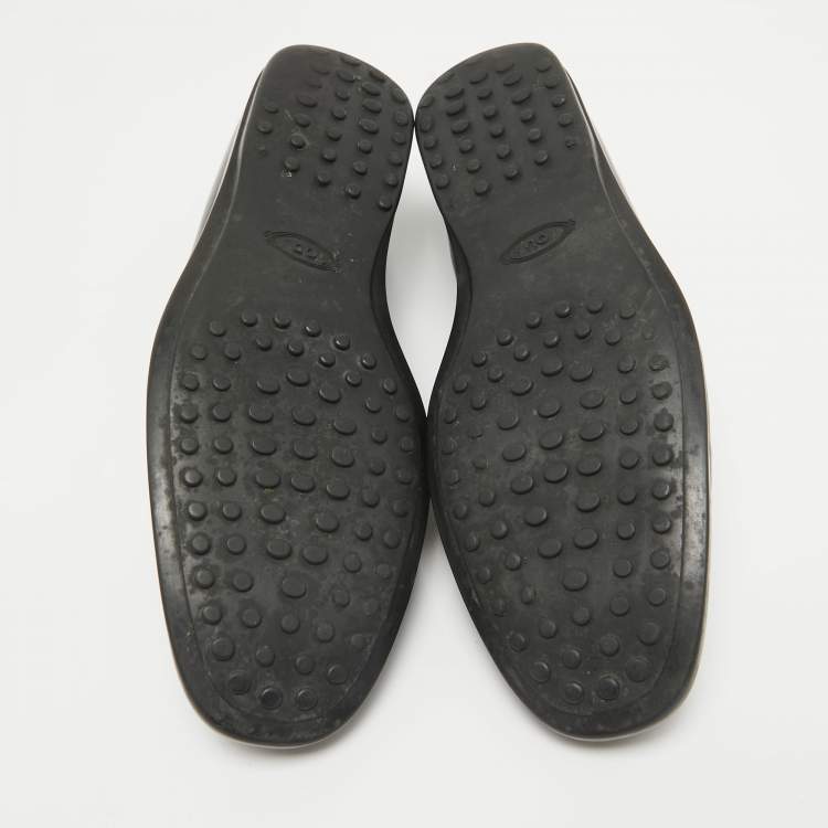 Pre Owned Tod's Black Leather Slip On Loafers Size 43