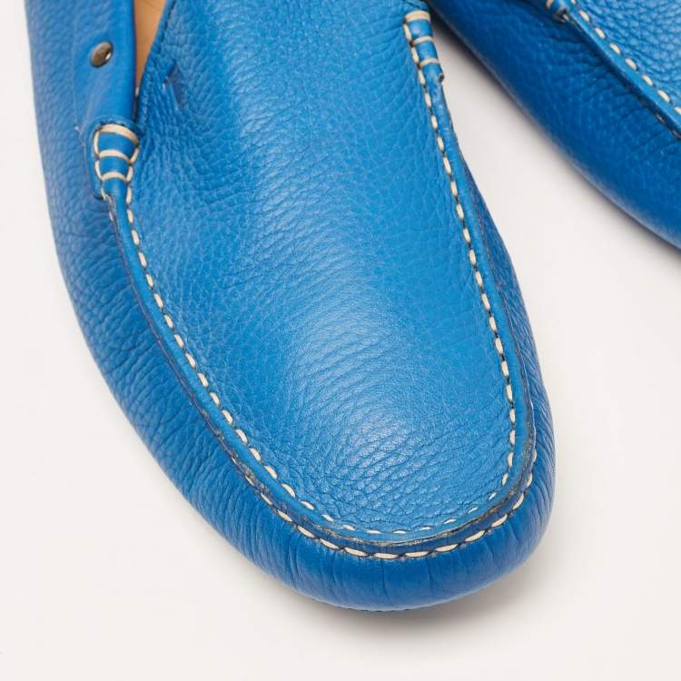 Pre Owned Tod's Blue Leather Slip On Loafers Size 43