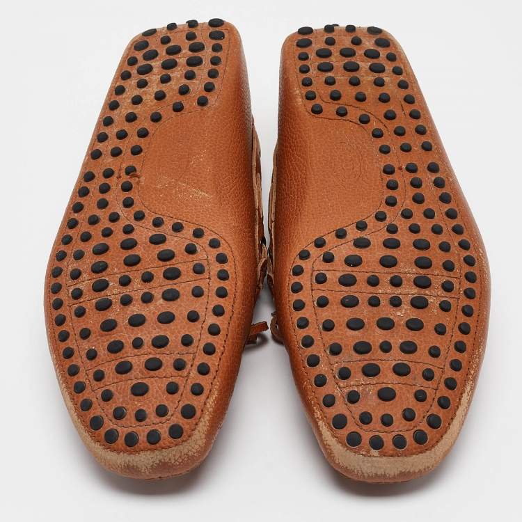 Pre Owned Tod's Brown Leather Driver Loafers Size 42
