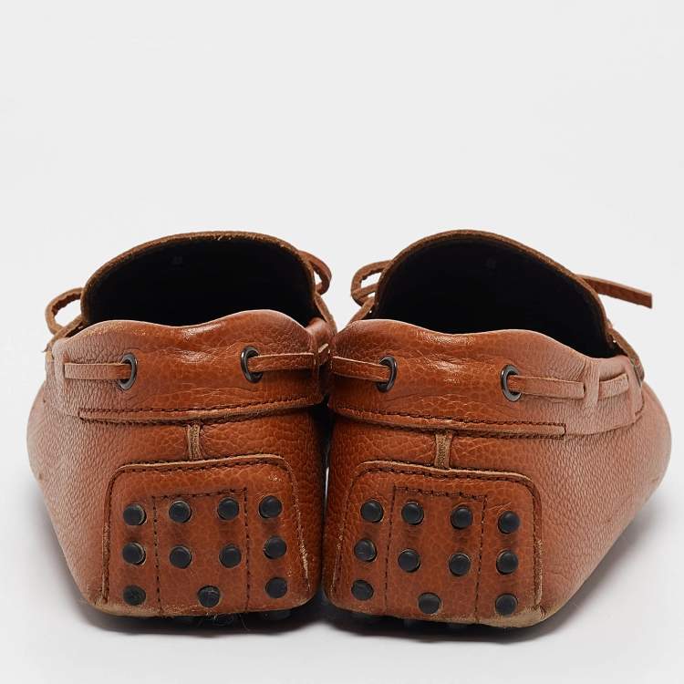 Pre Owned Tod's Brown Leather Driver Loafers Size 42