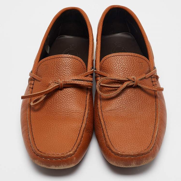 Pre Owned Tod's Brown Leather Driver Loafers Size 42