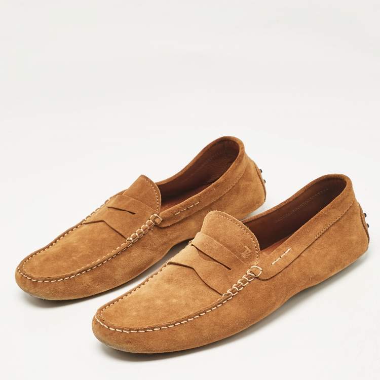 Pre Owned Tod's Brown Suede Slip on Loafers Size 45.5