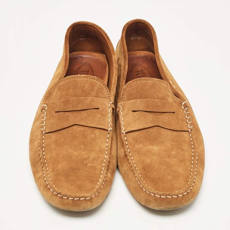 Pre Owned Tod's Brown Suede Slip on Loafers Size 45.5