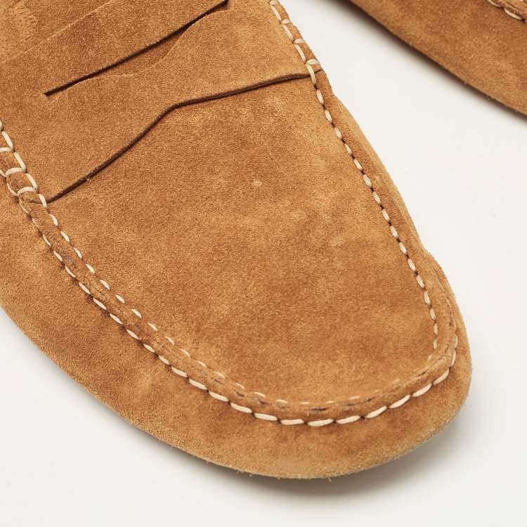 Pre Owned Tod's Brown Suede Slip on Loafers Size 45.5