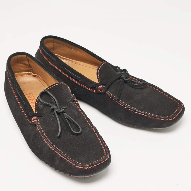 Pre Owned Tod's Black Suede Driver Loafers Size 45.5