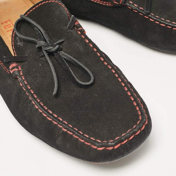Pre Owned Tod's Black Suede Driver Loafers Size 45.5