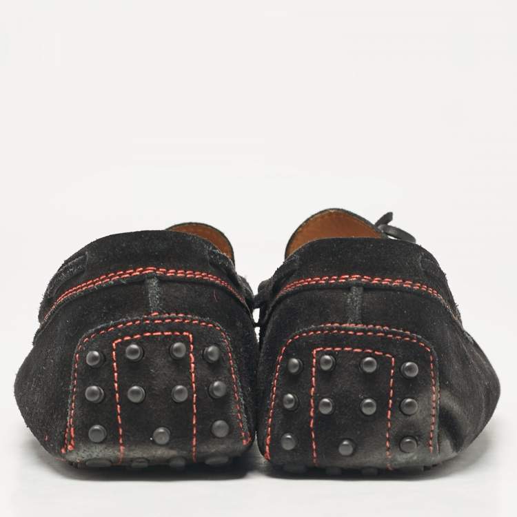 Pre Owned Tod's Black Suede Driver Loafers Size 45.5