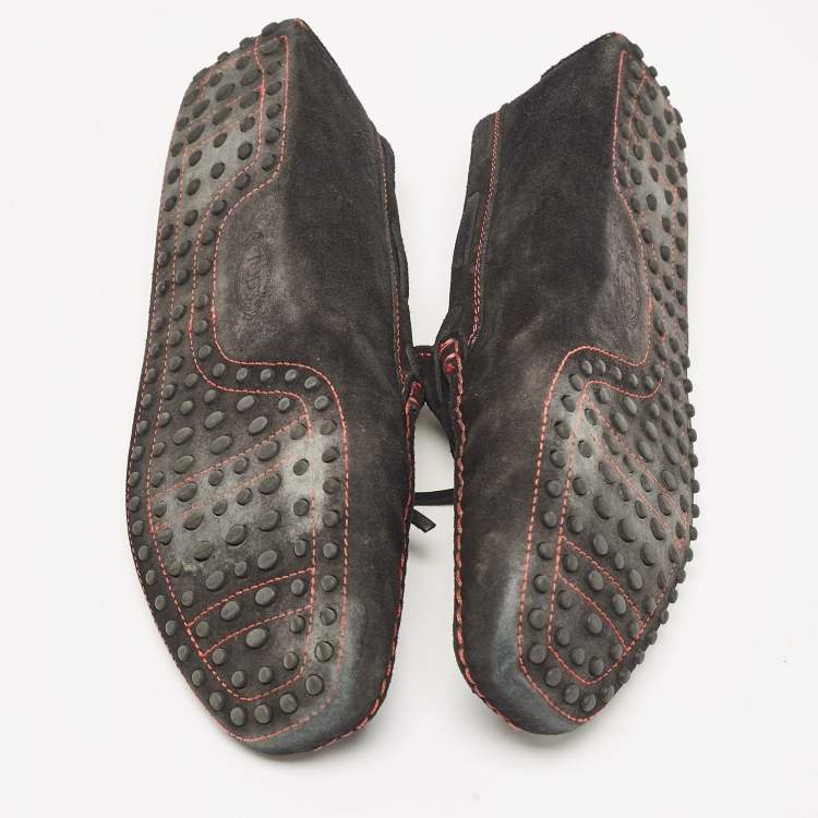Pre Owned Tod's Black Suede Driver Loafers Size 45.5