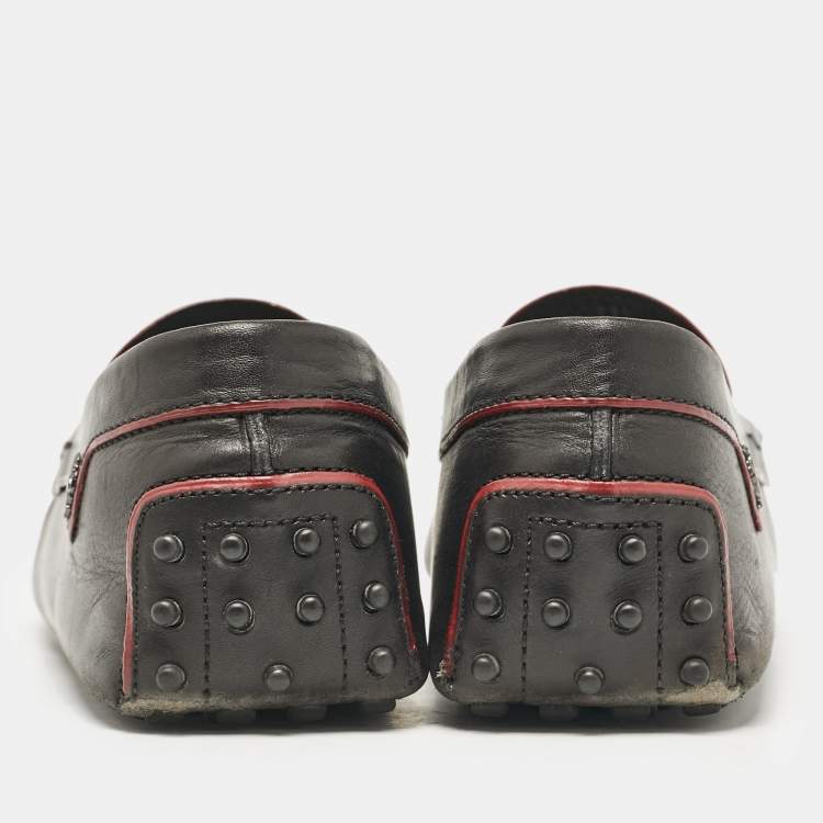 Pre Owned Tod's Black Leather Driver Loafers Size 46.5