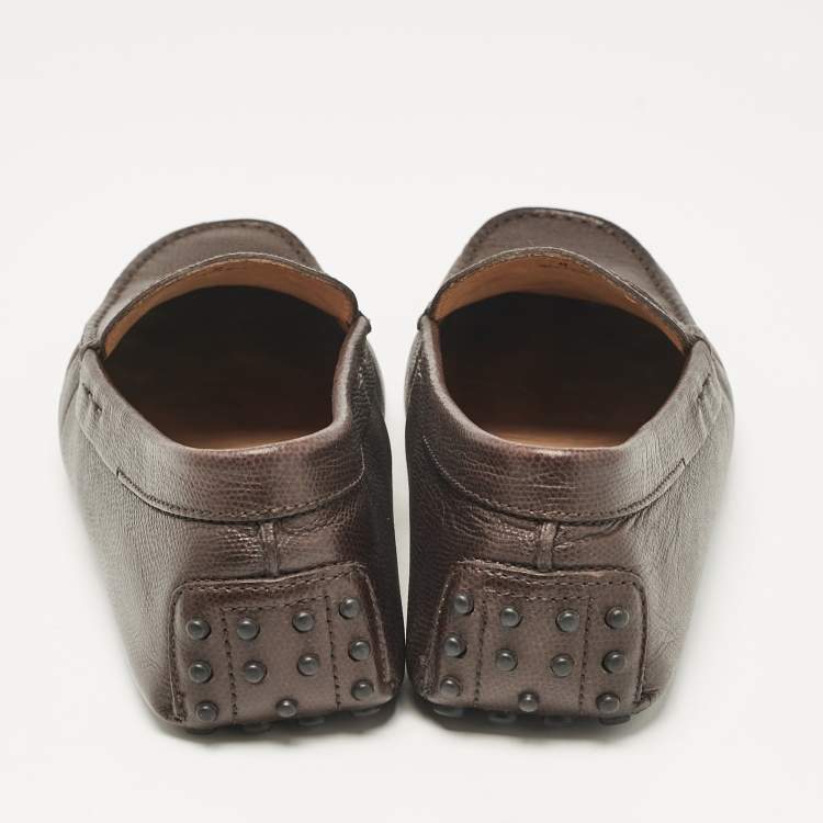 Pre Owned Tod's Brown Leather Penny Slip On Loafers Size 42