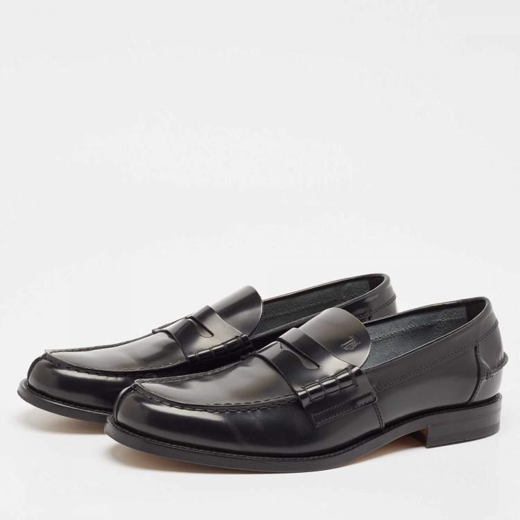 Pre Owned Tod's Black Patent Leather Penny Loafers Size 44
