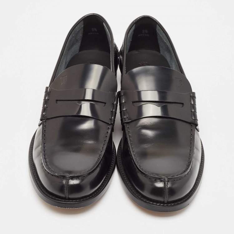 Pre Owned Tod's Black Patent Leather Penny Loafers Size 44