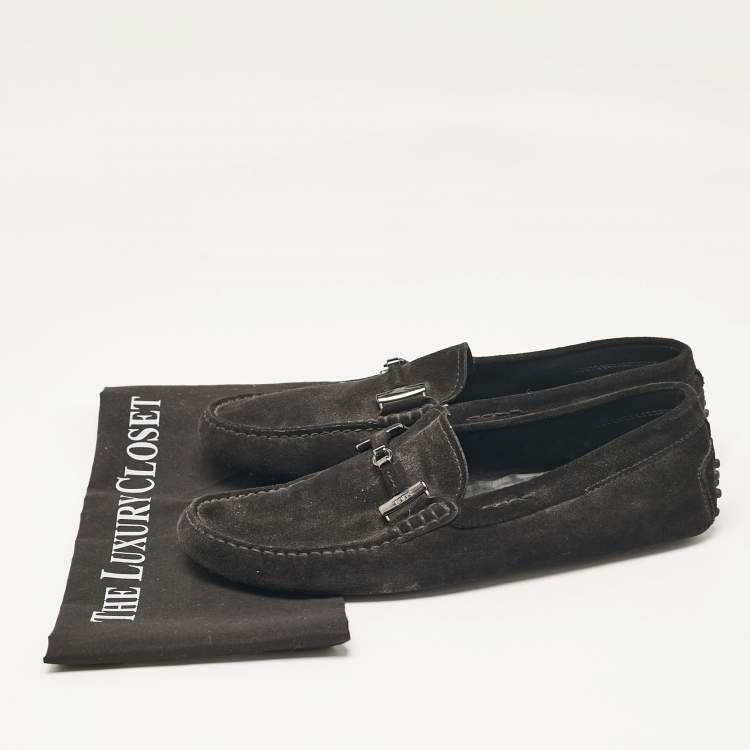Pre Owned Tod's Black Suede Slip On Driver Loafers Size 42