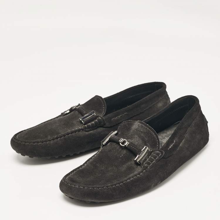 Pre Owned Tod's Black Suede Slip On Driver Loafers Size 42