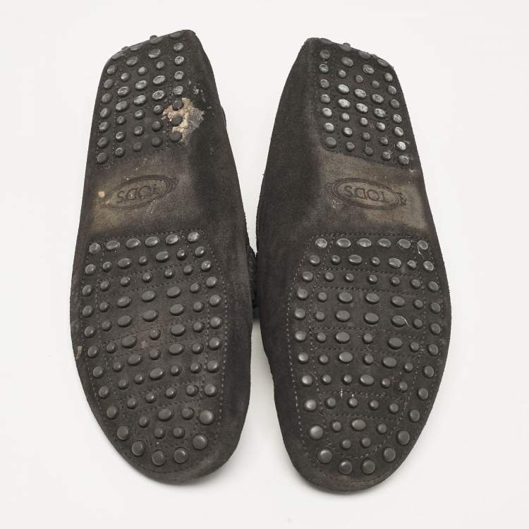 Pre Owned Tod's Black Suede Slip On Driver Loafers Size 42
