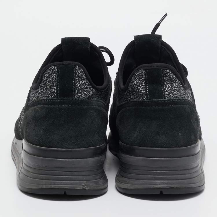 Pre Owned Tod's Black/Grey Knit Fabric and Suede Lace Up Sneakers Size 41