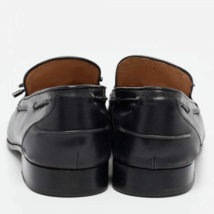 Pre Owned Tod's Black Leather Slip On Loafers Size 43