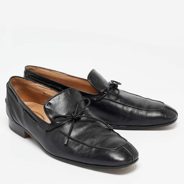 Pre Owned Tod's Black Leather Slip On Loafers Size 43