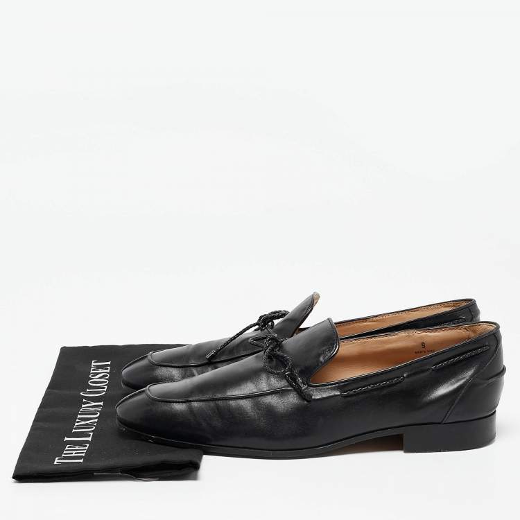 Pre Owned Tod's Black Leather Slip On Loafers Size 43