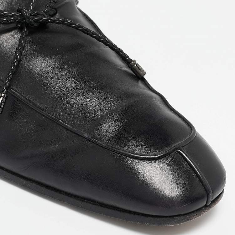 Pre Owned Tod's Black Leather Slip On Loafers Size 43