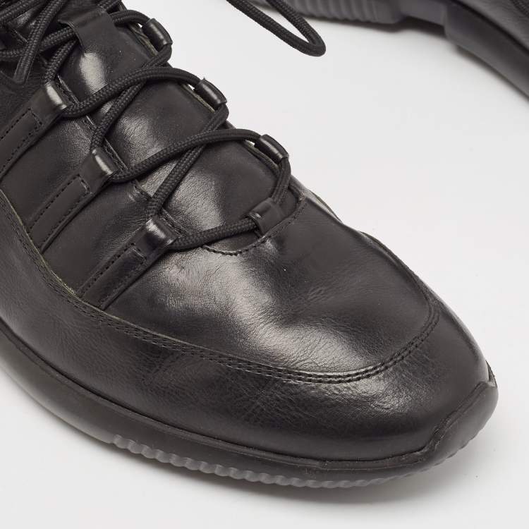 Pre Owned Tod's Black Leather Lace Up Sneakers Size 44
