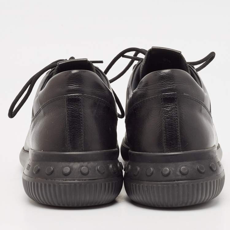 Pre Owned Tod's Black Leather Lace Up Sneakers Size 44
