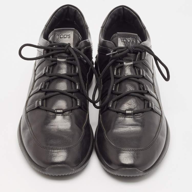 Pre Owned Tod's Black Leather Lace Up Sneakers Size 44