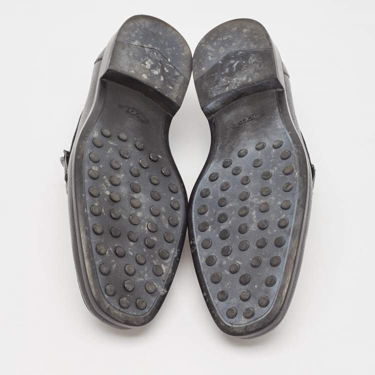 Pre Owned Tod's Black Leather Driver Loafers Size 43